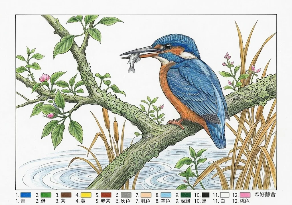 翠鳥 — 完成上色範例