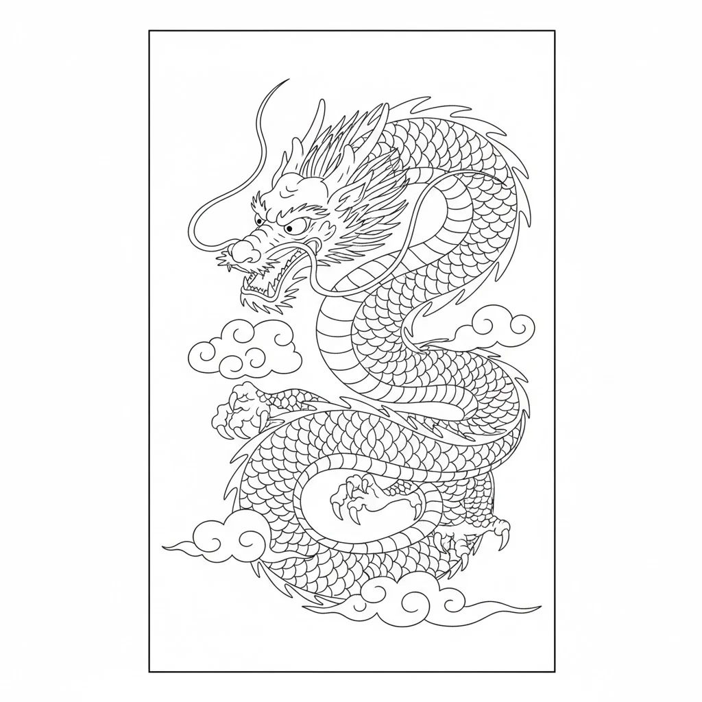 銀髮族動物著色圖：龍 — 可列印