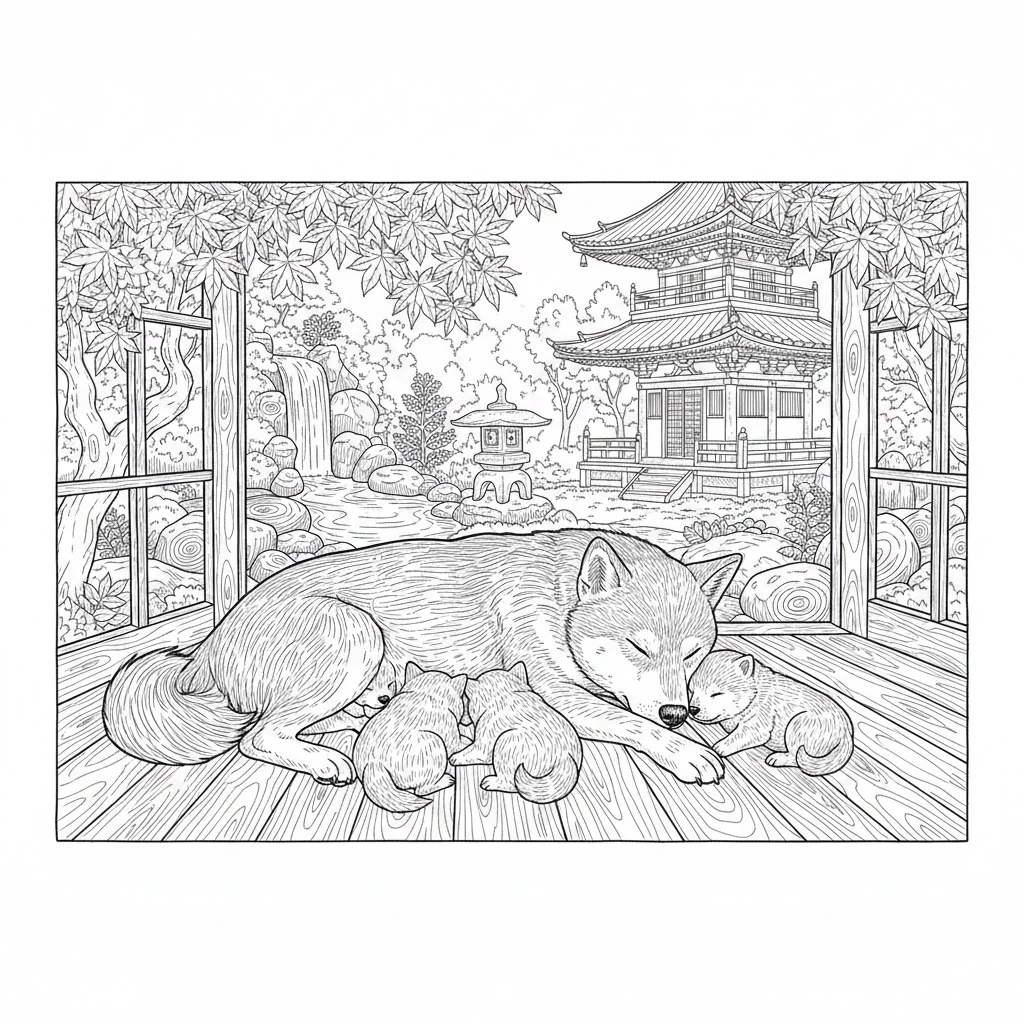 銀髮族動物著色圖：柴犬 — 可列印