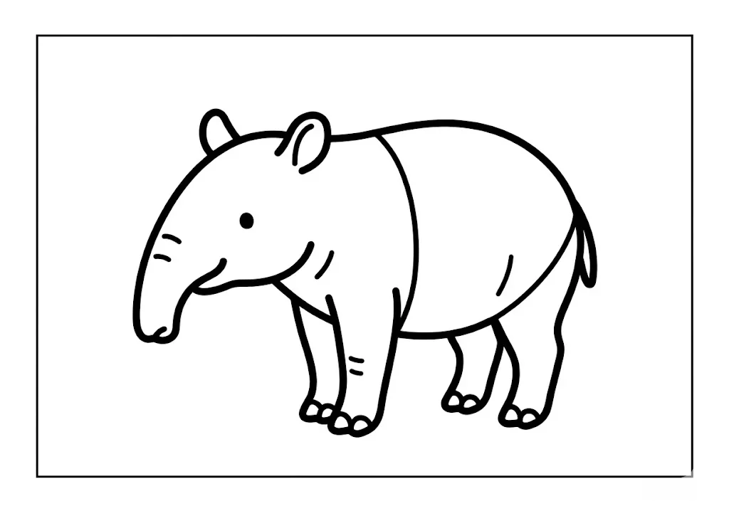 銀髮族動物著色圖：貘 — 可列印