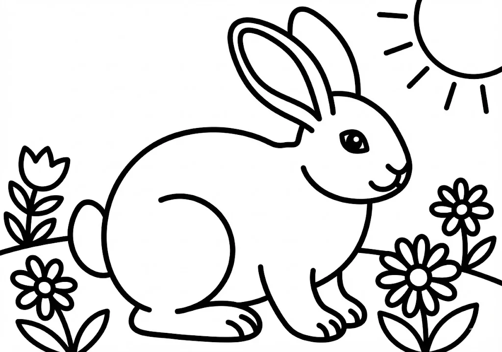 銀髮族動物著色圖：兔子 — 可列印