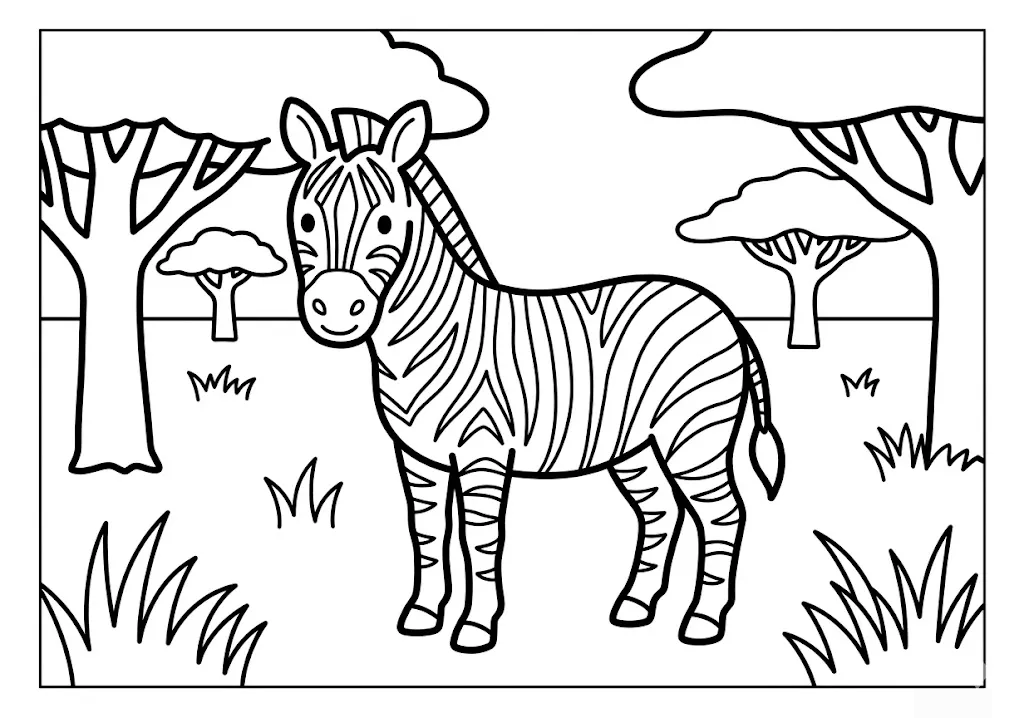 銀髮族動物著色圖：斑馬 — 可列印