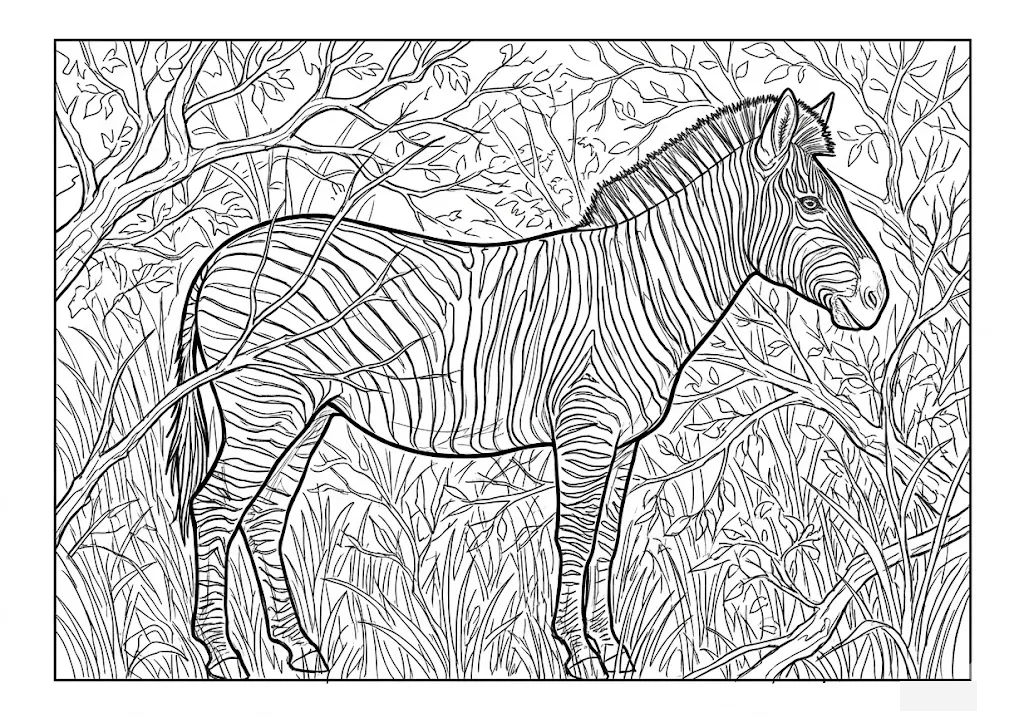 銀髮族動物著色圖：斑馬 — 可列印
