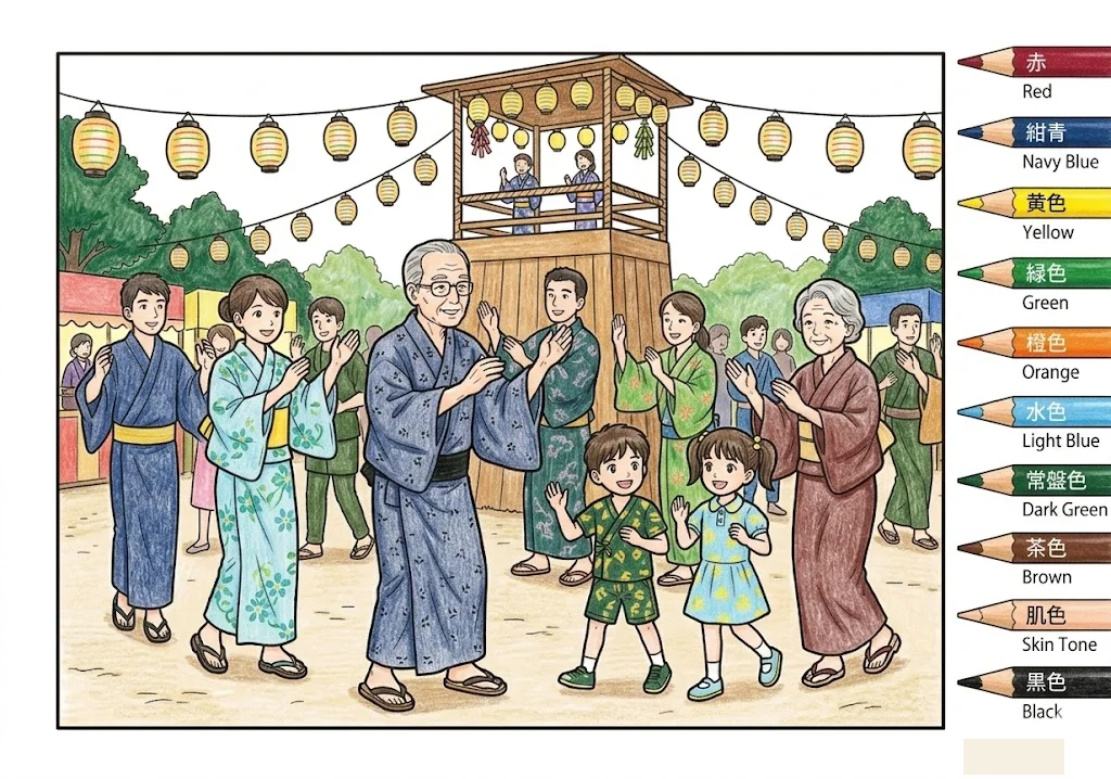 盂蘭盆舞 — 圖案3，已上色