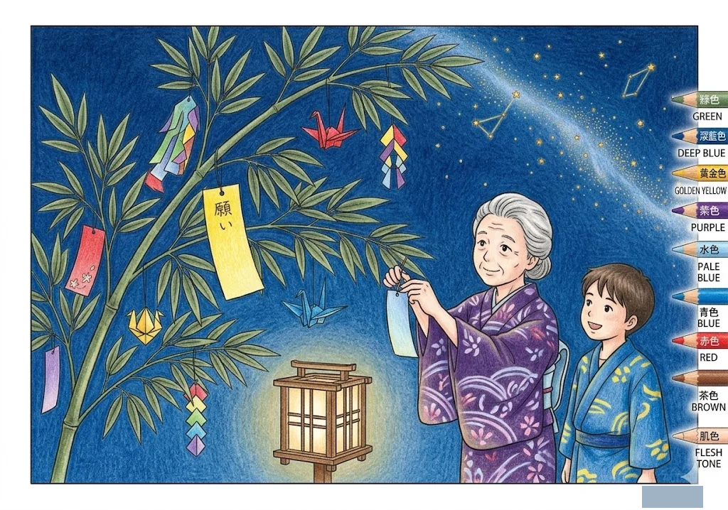 七夕 — 星星節 — 圖案2，已上色