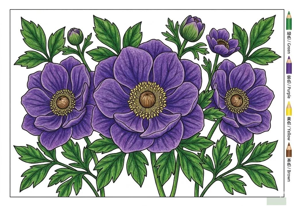銀蓮花 — 完成上色範例