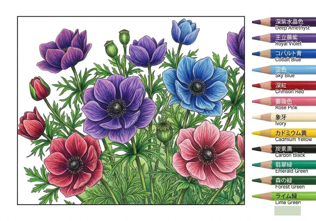 銀蓮花 — 完成上色範例