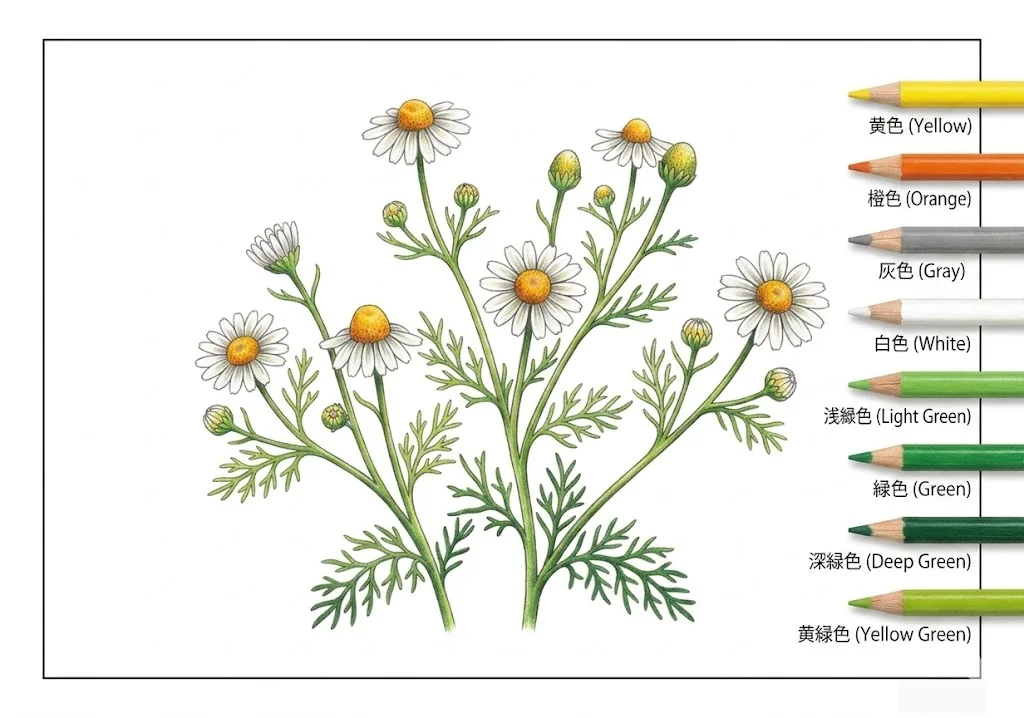 洋甘菊 — 完成上色範例