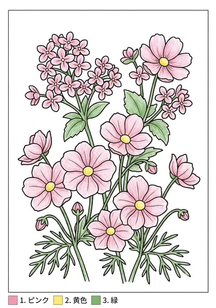 波斯菊 — 完成上色範例