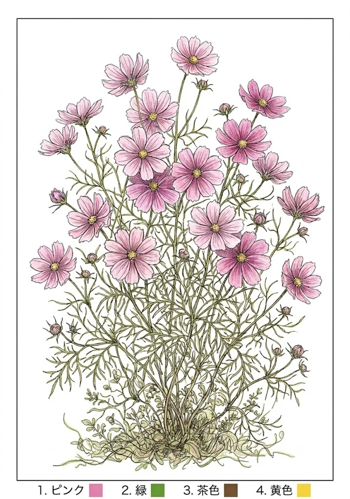 波斯菊 — 完成上色範例
