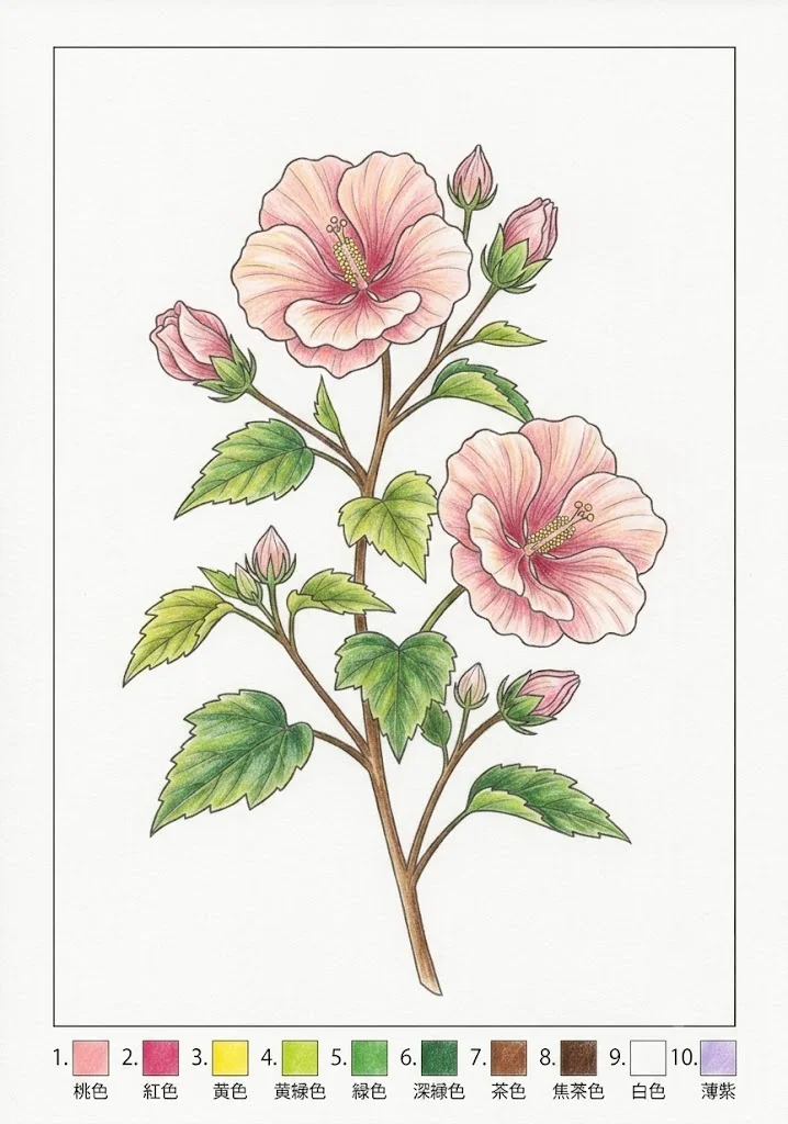 木芙蓉 — 完成上色範例