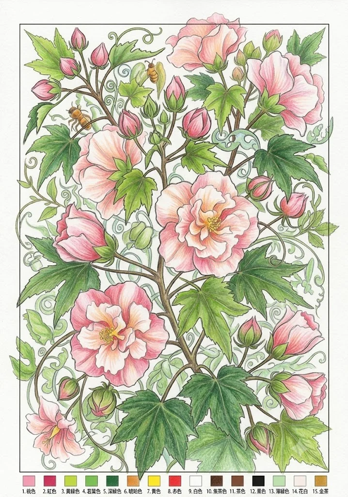 木芙蓉 — 完成上色範例