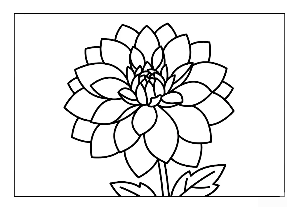 大理花 — 給銀髮族的可列印著色圖