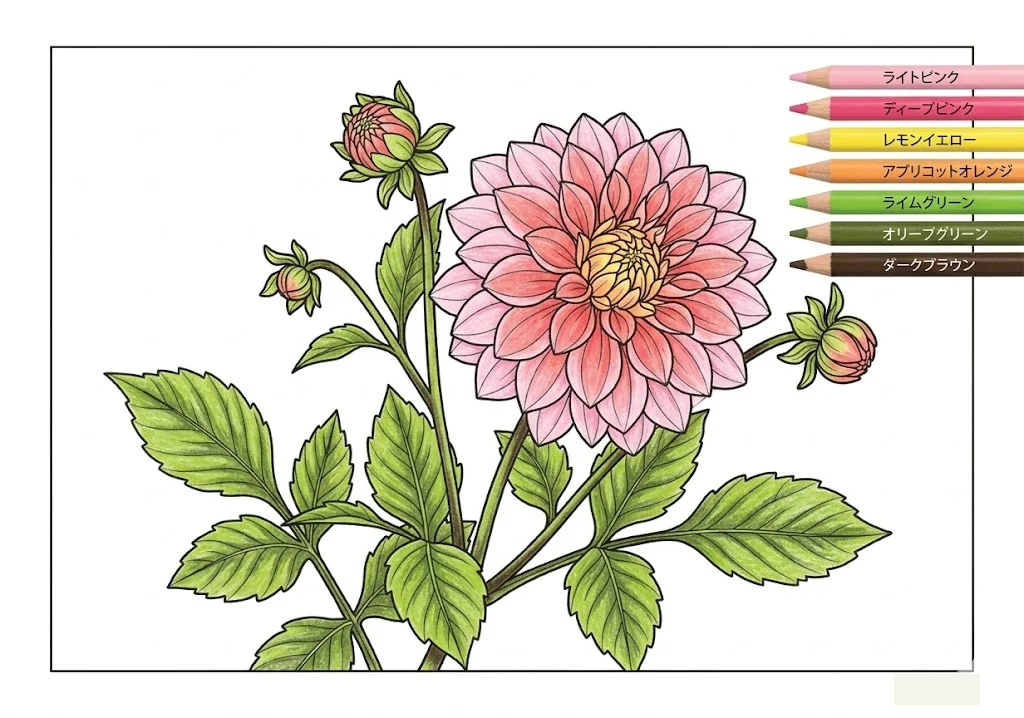大理花 — 完成上色範例