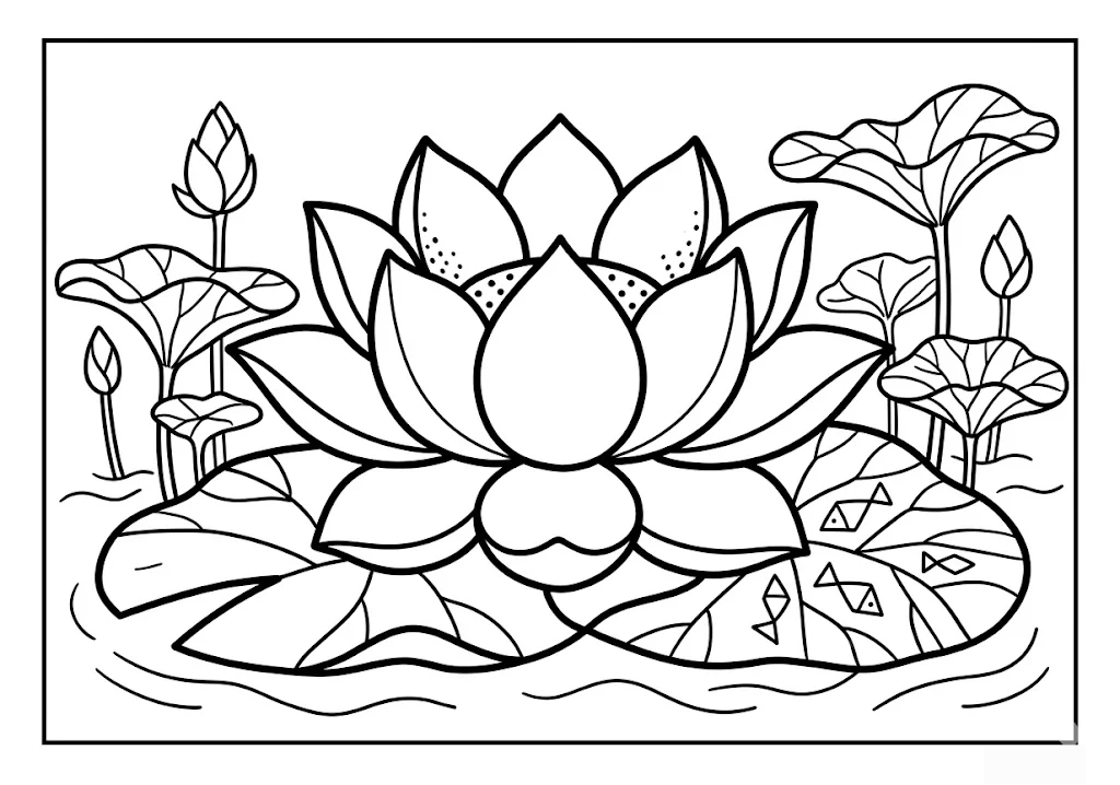 蓮花 — 給銀髮族的可列印著色圖