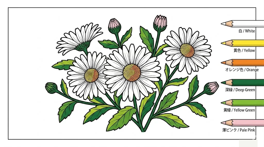 瑪格麗特雛菊 — 完成上色範例