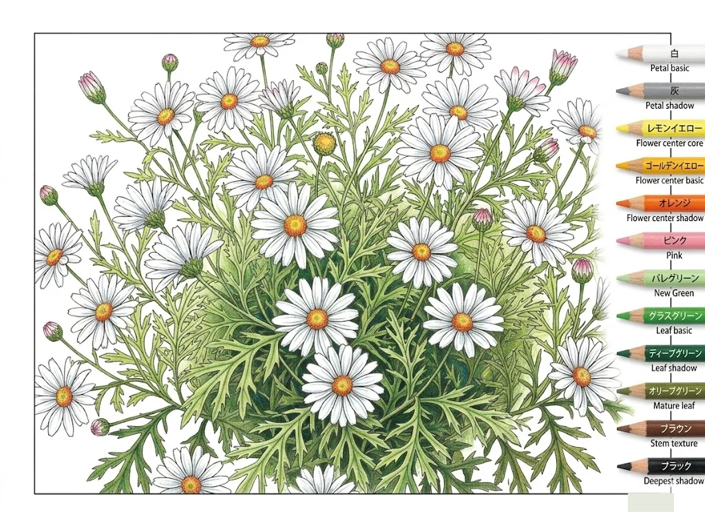 瑪格麗特雛菊 — 完成上色範例