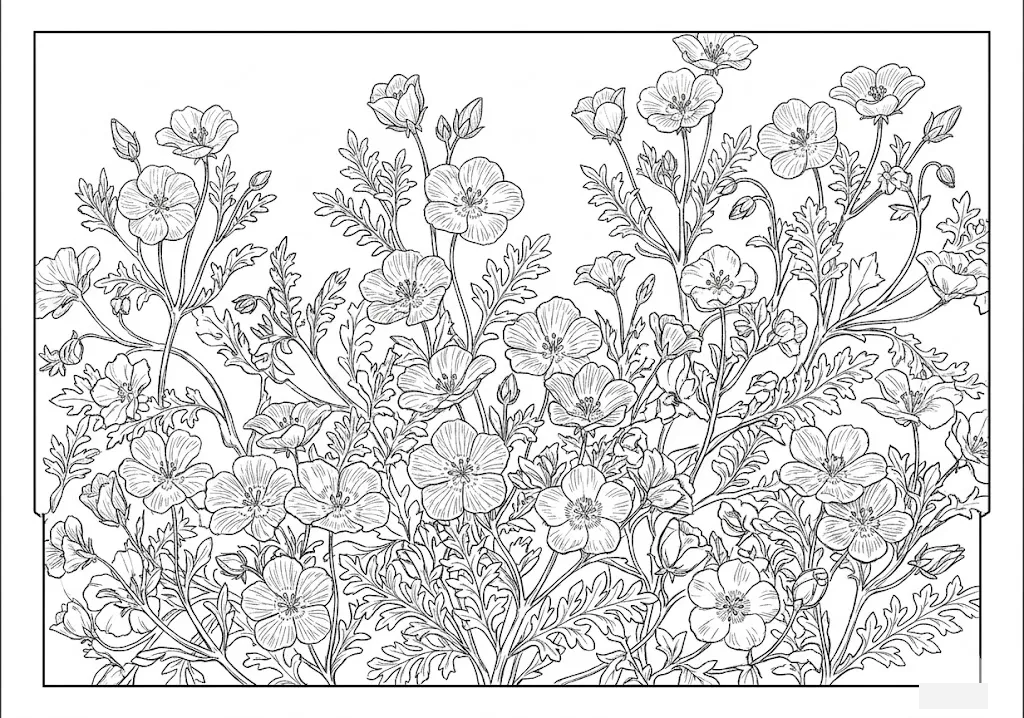 藍星花海 — 給銀髮族的可列印著色圖