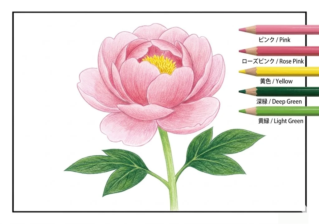 芍藥 — 完成上色範例