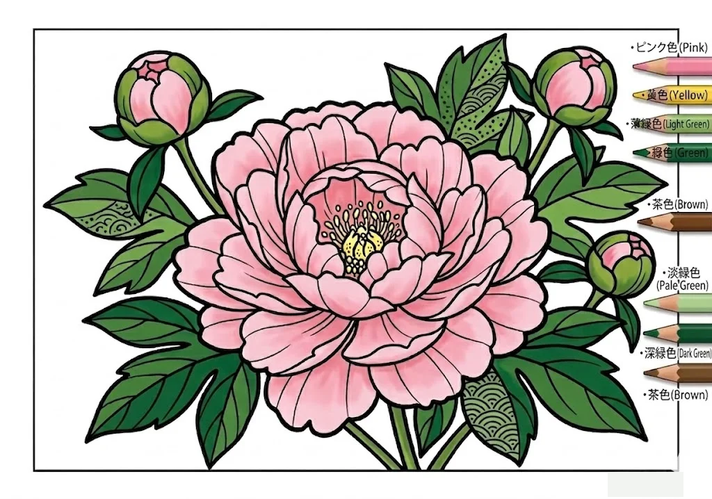 芍藥 — 完成上色範例