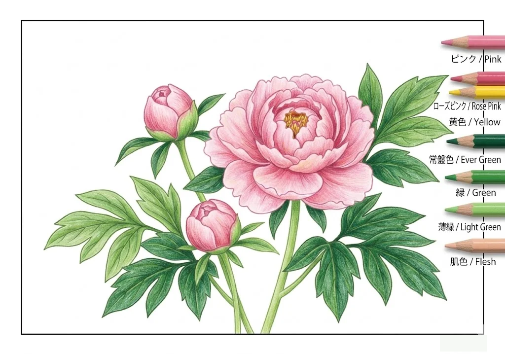 芍藥 — 完成上色範例