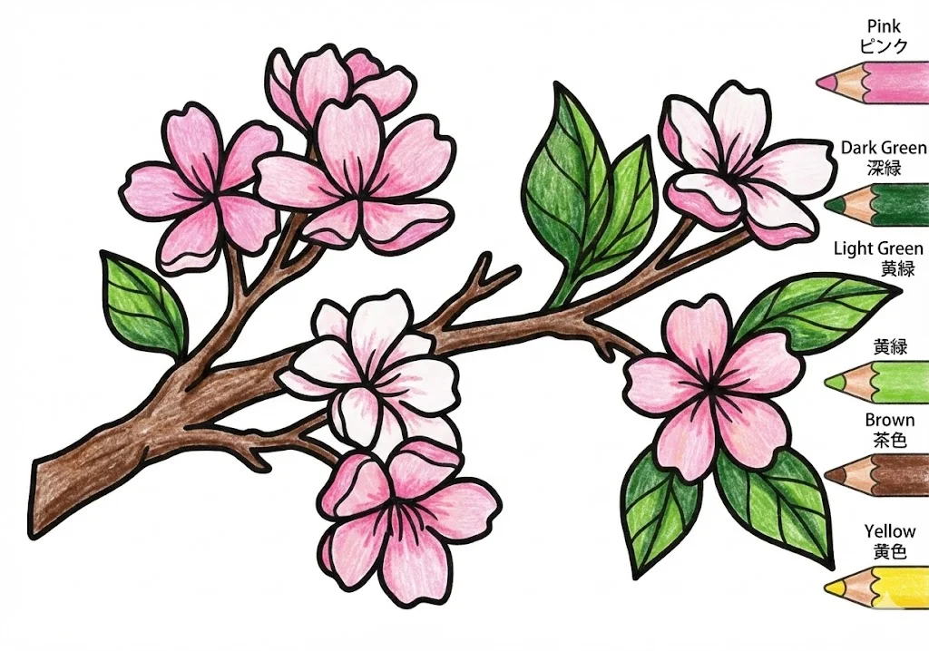 櫻花 — 完成上色範例