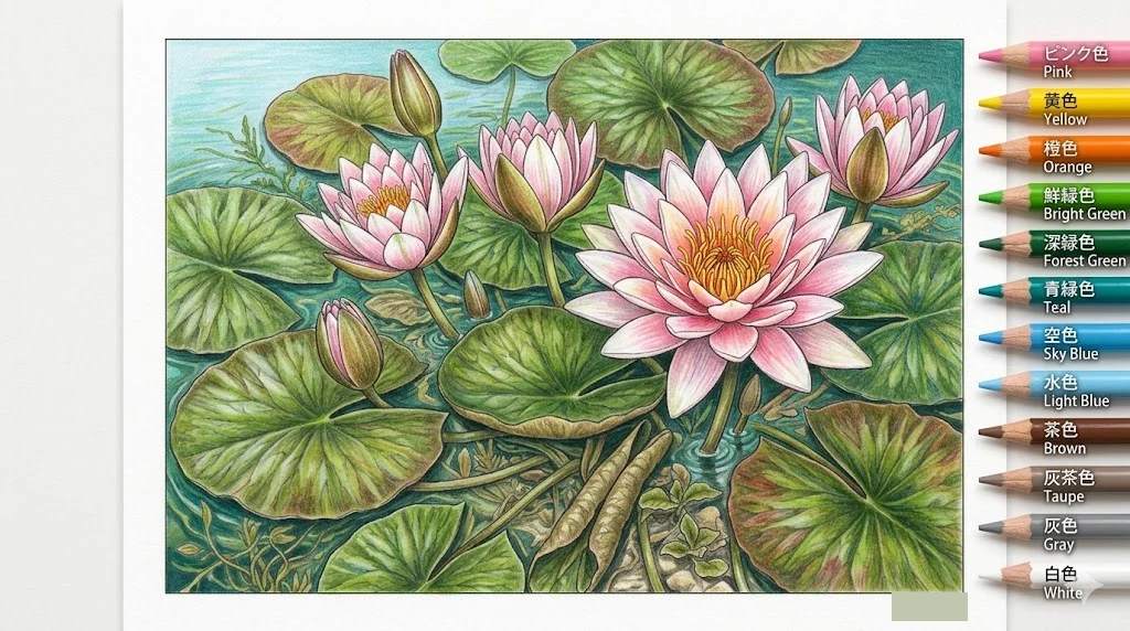 Colored Water 百合 coloring book coloring page example