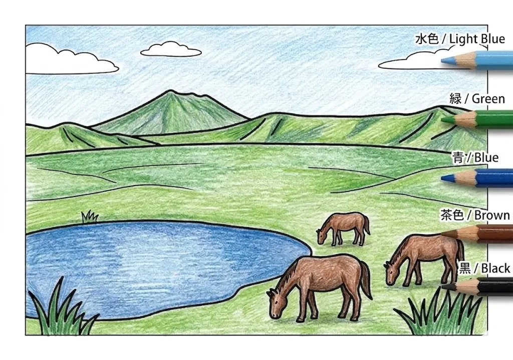 草千里 — 上色範例