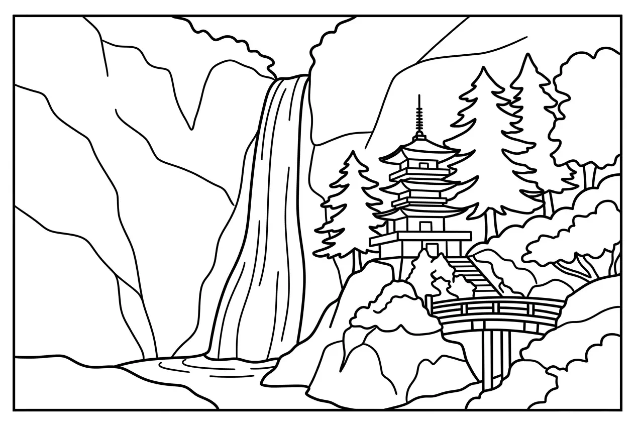那智瀑布 — 著色圖