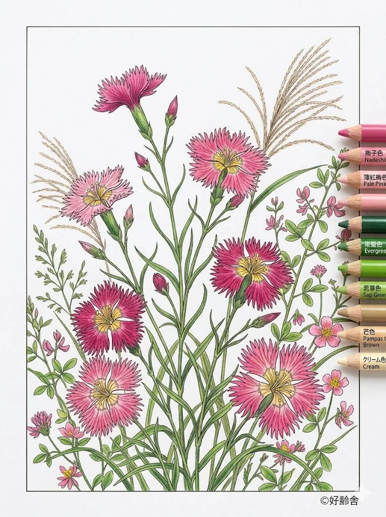 ตัวอย่างการระบายสี ระบายสี ไดแอนทัส (4) ฟรีสำหรับผู้สูงอายุ