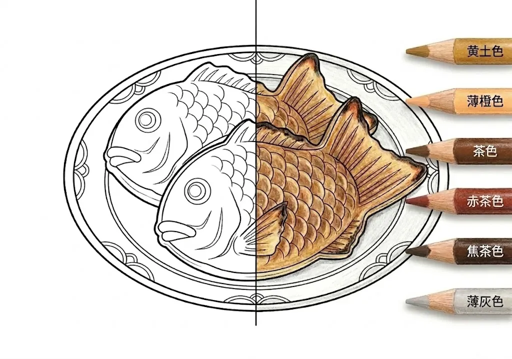 美味しい食べ物の塗り絵イメージ