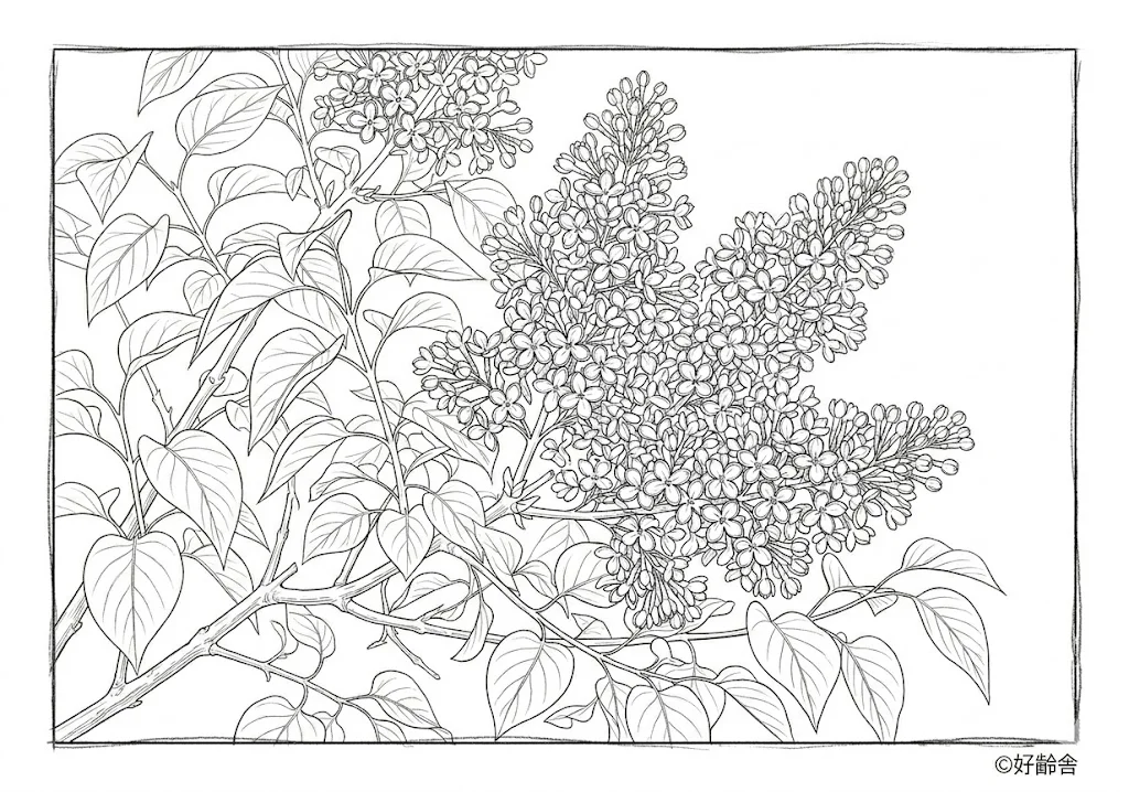 紫丁香 (4)著色圖 著色圖 - 適合高齡者使用